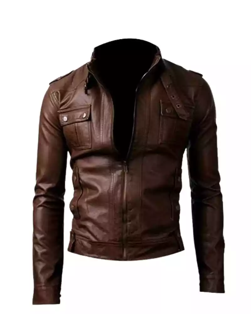 Men-Slimfit-Brown-Strap-Pocket-Biker-Jacket.webp
