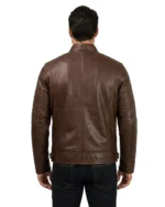 Mens Classic Brown Cafe Racer Leather Jacket