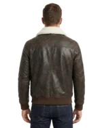 Mens Shearling Collar Brown Bomber Jacket