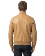 Mens Tan Brown Bomber Leather Jacket